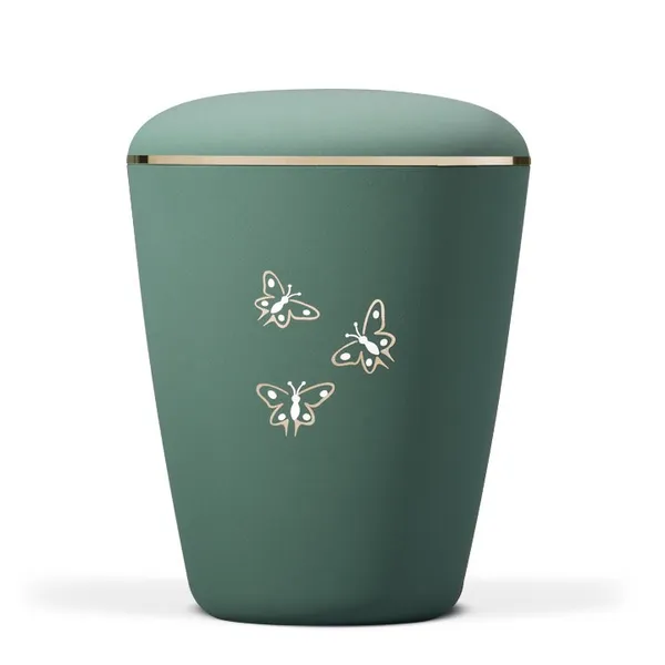 URNE, OLIVENGRØNN TREKANTET MED SOMMERFUGLER 26551SM-GB