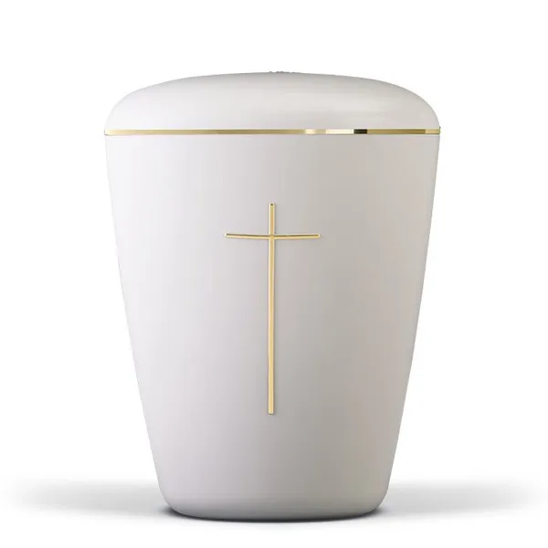 URNE, KREMHVIT MED GULLKORS , TREKANTET 26105