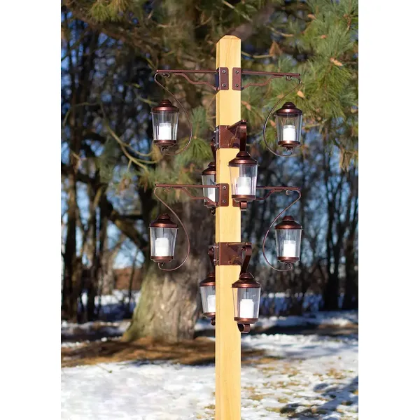Stolpe "Värna" i eik m/ gravlykter  "Staffan" 6 stk.