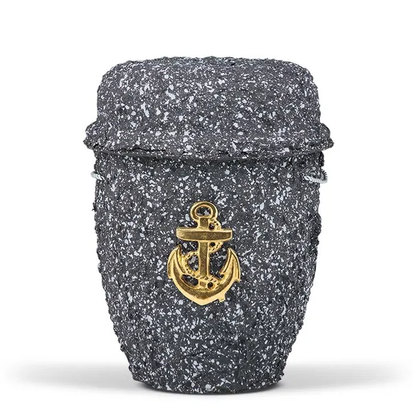 URNE, FOR SENKING I SJØ, GRANITT GRÅ M/ ANKER I MESSING