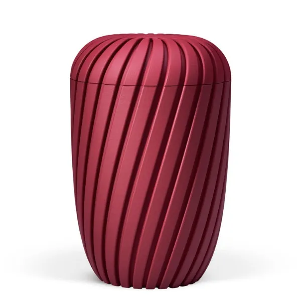 URNE, MED RILLER RUBY RØD VELOUR 36200