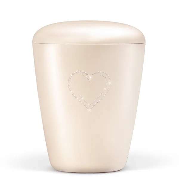 URNE, EXCLUSIVE KREMHVIT PERLEMOR HJERTE KRYSTALL 26701