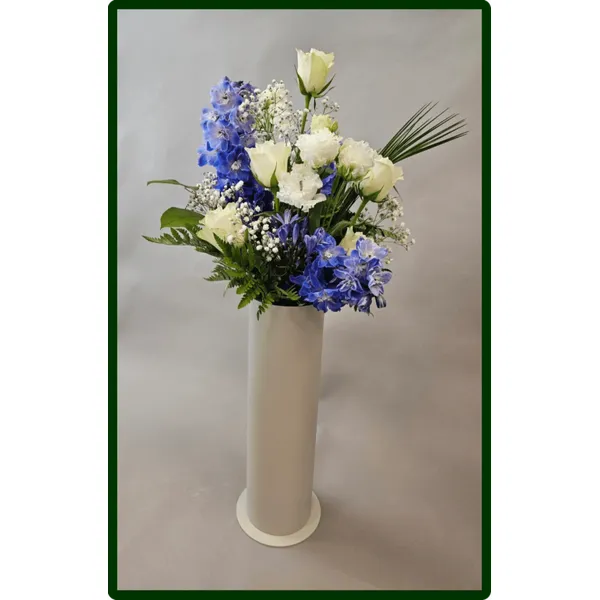 SOLFRID-BLOMSTERVASE, BEIGE PULVERLAKKERT STÅL H 25CM-Ø11CM