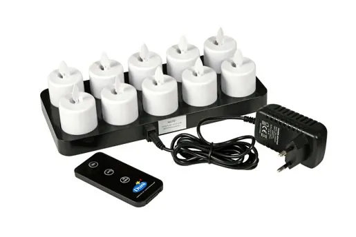 LED TE-LYS DUNI 10 STK. M/LADEPLATE OG FJERNKONTROLL
