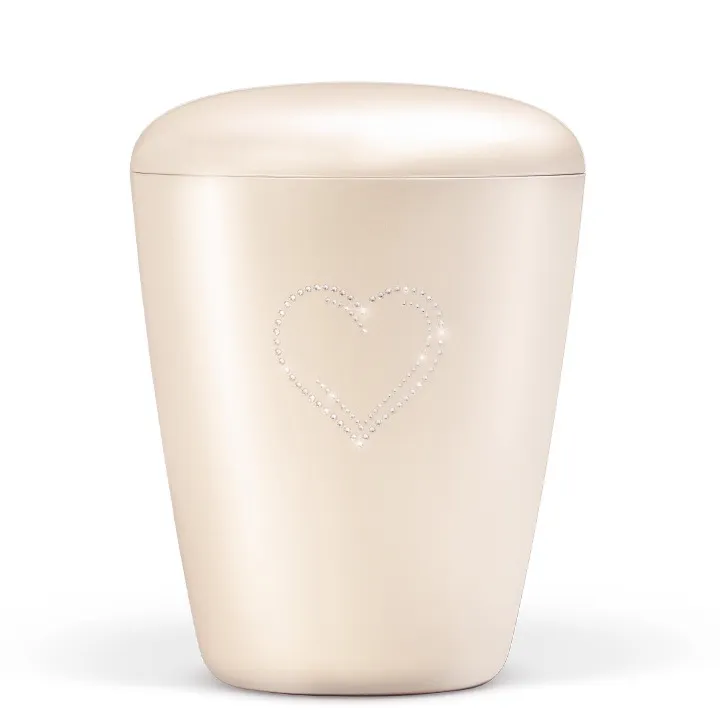 URNE, EXCLUSIVE KREMHVIT PERLEMOR HJERTE KRYSTALL 26701