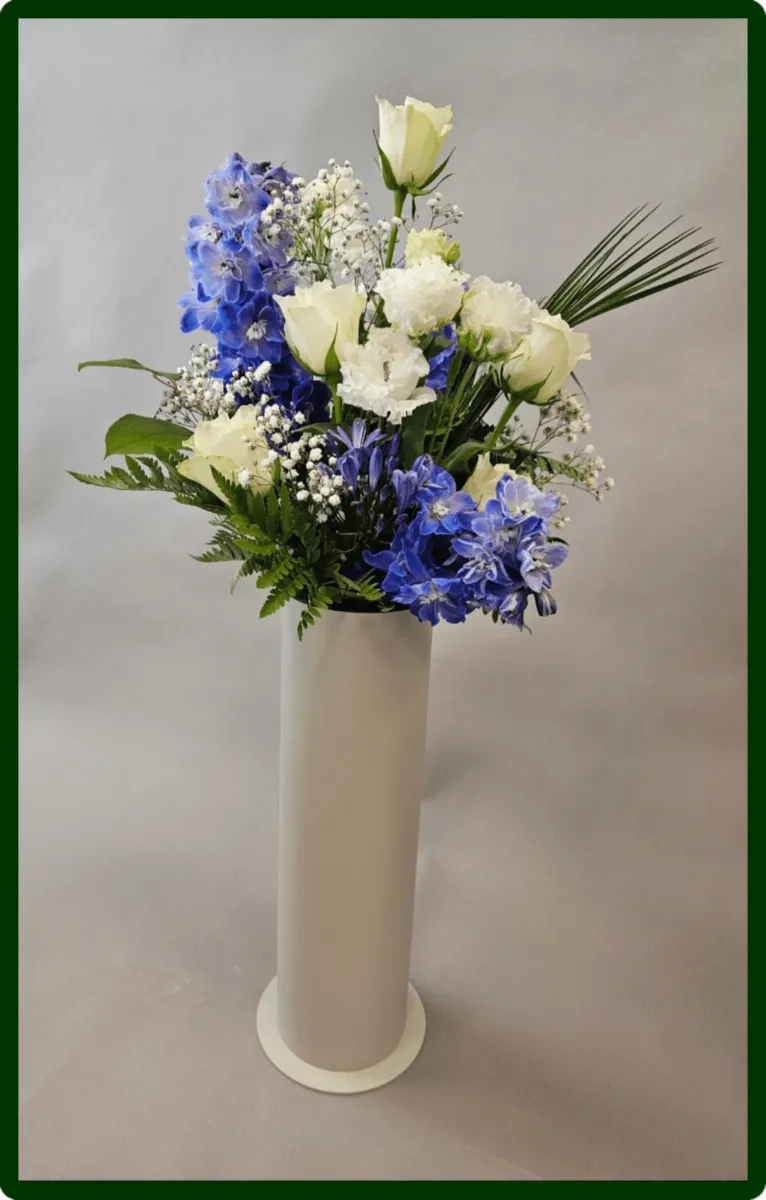 SOLFRID-BLOMSTERVASE, BEIGE PULVERLAKKERT STÅL H 25CM-Ø11CM