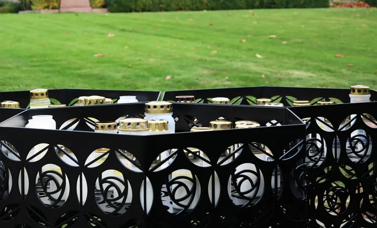 MINNELUND VASE OG LYSHOLDER HEXAGON "ROSE" H 62 CM